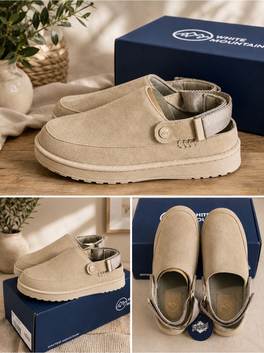 White Mountain Beige Suede Slip-On Clog 9.5